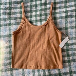 ARQ Sustainable Organic Cotton Camel Cognac Women's Tan Crop Tank Top
